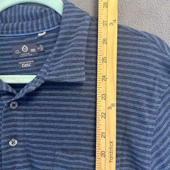 Tasc Coastal Collection Striped Polo Shirt Bamboo Mens Size M Blue Golf Stretch - Picture 5 of 8